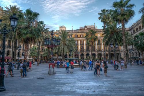 Barcelona, Spain Plaza in Blue
